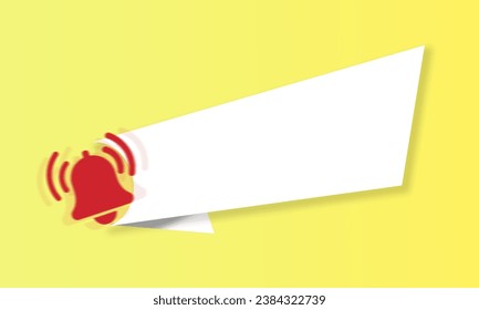Announce and alert concept web vector illustration. Bell and text space on gradient yellow background for informing. Web or application informing pattern. Blank text board.