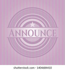 Announce badge with pink background. Vector Illustration. Detailed.