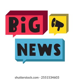Announce - Big news. Speech bubbles. Vector graphic design. Megaphone icon. Illustration on white background.