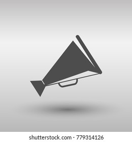 Announce Horn flat vector illustration. Colored announce horn gray, black, blue, green icon versions. Flat icon style for application design.