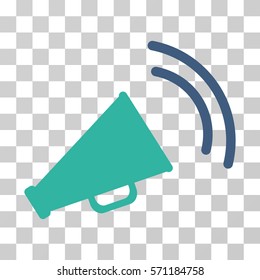 Announce Horn icon. Vector illustration style is flat iconic bicolor symbol, cobalt and cyan colors, transparent background. Designed for web and software interfaces.