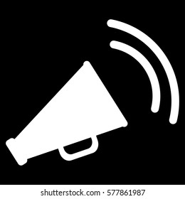 Announce Horn vector icon. Flat white symbol. Pictogram is isolated on a black background. Designed for web and software interfaces.