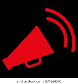 Announce Horn vector icon. Flat red symbol. Pictogram is isolated on a black background. Designed for web and software interfaces.