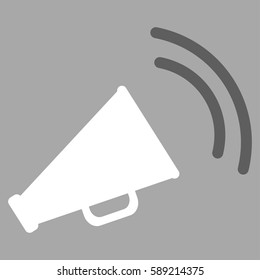 Announce Horn vector icon. Flat bicolor dark gray and white symbol. Pictogram is isolated on a silver background. Designed for web and software interfaces.