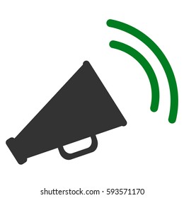 Announce Horn vector icon. Flat bicolor green and gray symbol. Pictogram is isolated on a white background. Designed for web and software interfaces.