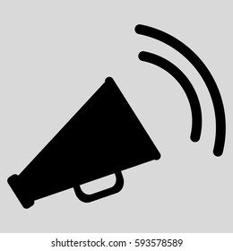 Announce Horn vector icon. Flat black symbol. Pictogram is isolated on a light gray background. Designed for web and software interfaces.