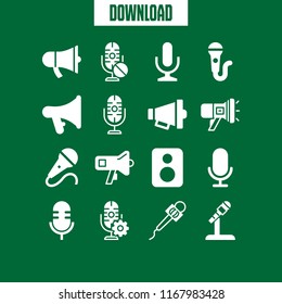 announce icon. 16 announce vector set. megaphone, microphone, loudspeaker and mic icons for web and design about announce theme