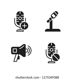 announce icon. 4 announce vector icons set. megaphone and microphone icons for web and design about announce theme