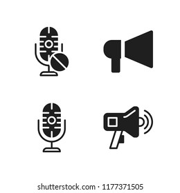 announce icon. 4 announce vector icons set. microphone, megaphone and announcement icons for web and design about announce theme