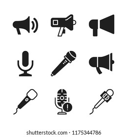 announce icon. 9 announce vector icons set. speaker symbol of voice volume, announcement and microphone icons for web and design about announce theme