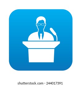 Announce icon on blue button,clean vector
