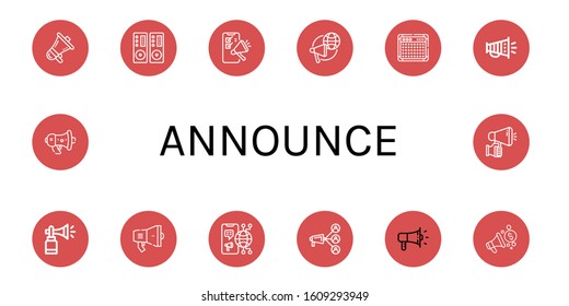 announce icon set. Collection of Megaphone, Loudspeaker, Amplifier, Horn icons