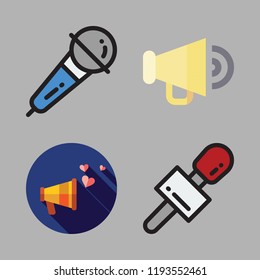 announce icon set. vector set about megaphone and microphone icons set.