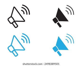 announce in loudspeaker icon black and white vector outline sign