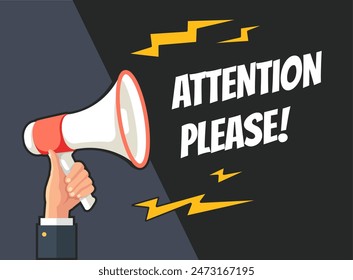 Announce megaphone attention megaphone banner concept. Vector flat graphic design illustration