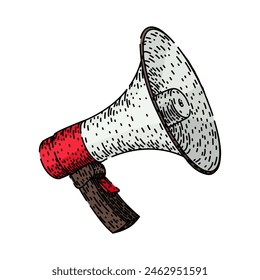 announce megaphone hand drawn. voice speech, message shout, scream symbol announce megaphone vector sketch. isolated color illustration