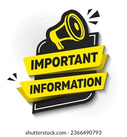 Anunciar la información importante de la pancarta de mensajes. Signo de aviso de atención importante. 
