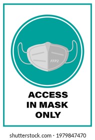 Anuncio. Acceso en Máscara N95. Arte vectorial. Ilustración plana. Sticker covid-19.