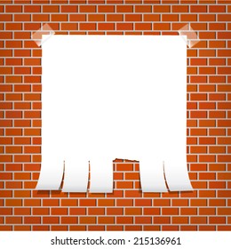 Announcement attached to a brick wall (eps 10)