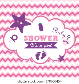 Announcement Baby shower card. Vector Illustration
