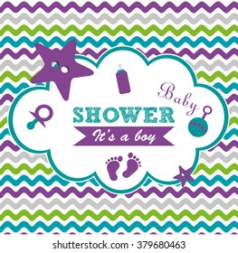 Announcement Baby shower card. Vector Illustration