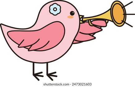 an announcement bird,Pink Bird Character Illustration