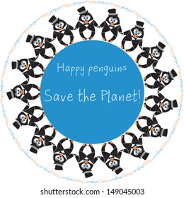 Announcement card with penguins