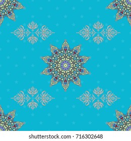 Announcement card in a simple design. Classical invite sample seamless pattern with lace damask pattern. Laconic wedding card decorated with vector red, orange and blue ornament.