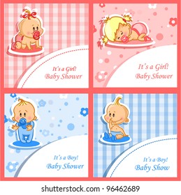 Announcement cards with babies, vector background
