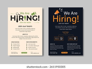 announcement, career, employee, hiring, interview, job, opportunity, poster, recruitment, flier, vacancy, advertisement, company, corporate, employment, find, join, layout, marketing, print, remote, s