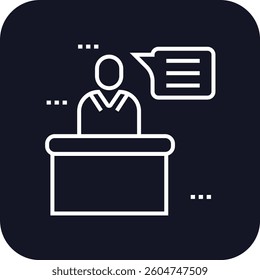 Announcement crisis management icon with black filled line outline style. white, line, business, attention, internet, black, microphone. Vector Illustration