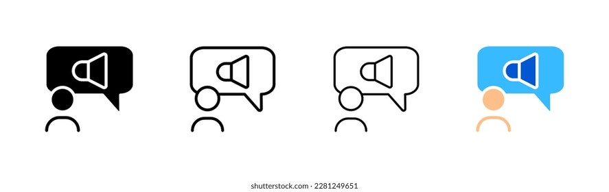 Anuncio. Distintos estilos, coloreado, icono de anuncio. Vector.