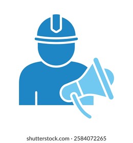 Announcement dual tone blue color icon, mini, small illustration. use for modern concept, print, UI, UX kit, web and app development. Vector EPS 10, related to industrial, business, finance.