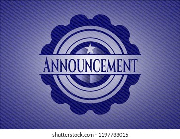Announcement emblem with denim texture