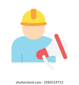 Announcement flat color icon, mini, small illustration. use for modern concept, print, UI, UX kit, web and app development. Vector EPS 10, related to industrial, business, finance, investment.