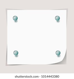 Announcement. Frame. Menu. Paper sheet. Piece of paper crushed by balls. Piece of paper pinned to message board. Frame. Vector graphics