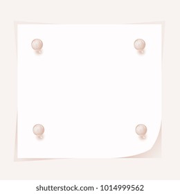 Announcement. Frame. Menu. Paper sheet. Piece of paper crushed by balls. Piece of paper pinned to message board. Frame. Vector graphics