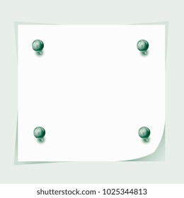 Announcement. Frame. Menu. Paper sheet. Piece of paper crushed by balls. Piece of paper pinned to message board. Frame. Vector graphics
