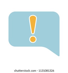 Announcement glyph color icon. Silhouette symbol on white background with no outline. Speech bubble with exclamation mark. System error message. Negative space. Vector illustration