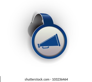 announcement hanging sticker icon, vector