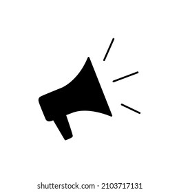 Announcement Icon in black flat glyph, filled style isolated on white background