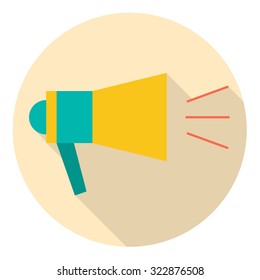Announcement icon, flat design with long shadow