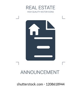 announcement icon. high quality filled announcement icon on white background. from real estate collection flat trendy vector announcement symbol. use for web and mobile