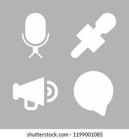 announcement icon set. vector set about megaphone, microphone and speech bubble icons set.