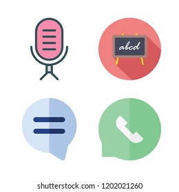 announcement icon set. vector set about blackboard, microphone and speech bubble icons set.
