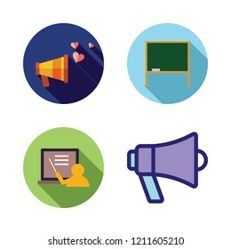 announcement icon set. vector set about megaphone and blackboard icons set.