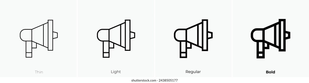 announcement icon. Thin, Light Regular And Bold style design isolated on white background