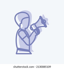 Announcement Icon in trendy two tone style isolated on soft blue background