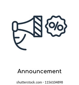 Announcement icon vector isolated on white background, Announcement transparent sign , thin symbols or lined elements in outline style