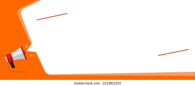 Announcement important orange loud caution message vector advertising banner blank empty template for promotion event, attention for special offer information modern design 